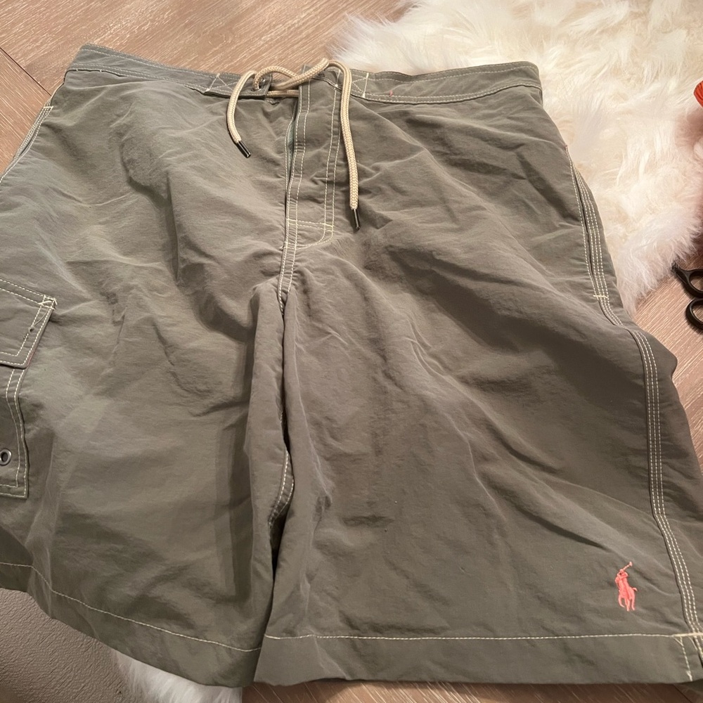 Polo by Ralph Lauren Green Cargo Shorts with Pink Logo